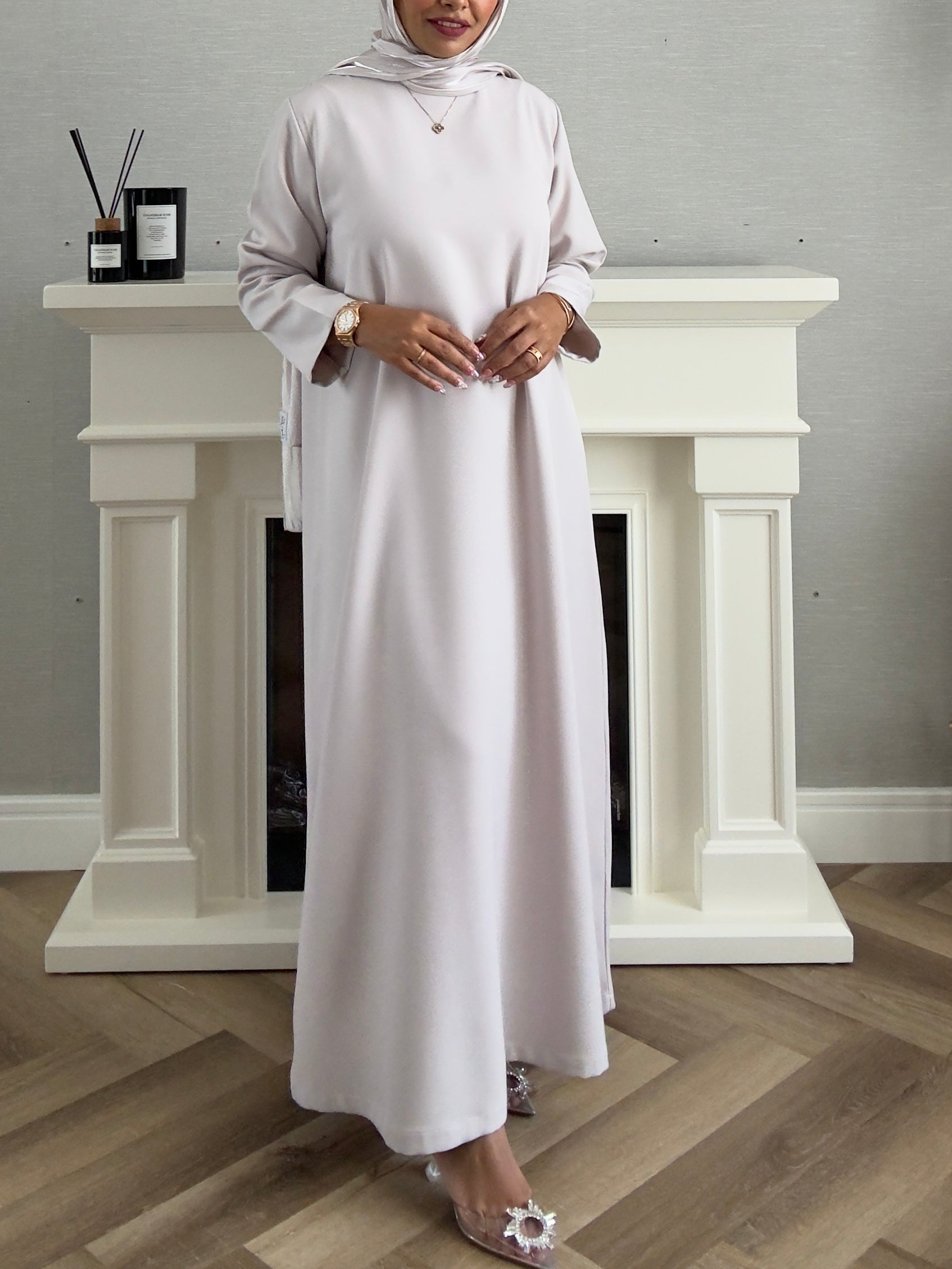 Bling Abaya - 3 PCS with Scarf and Dress - Ivory