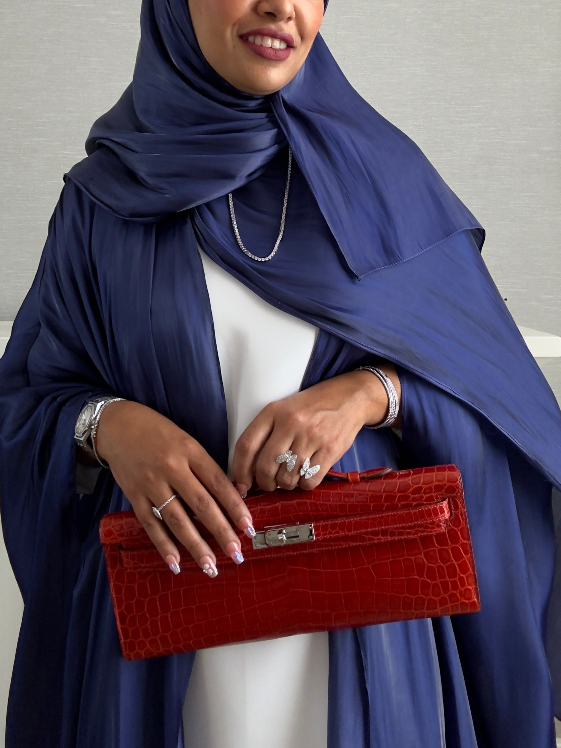 Bling Abaya - 3 PCS with Dress and Scarf - Blue