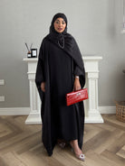 Stars Abaya - 3 PCS with Dress and Scarf - Black