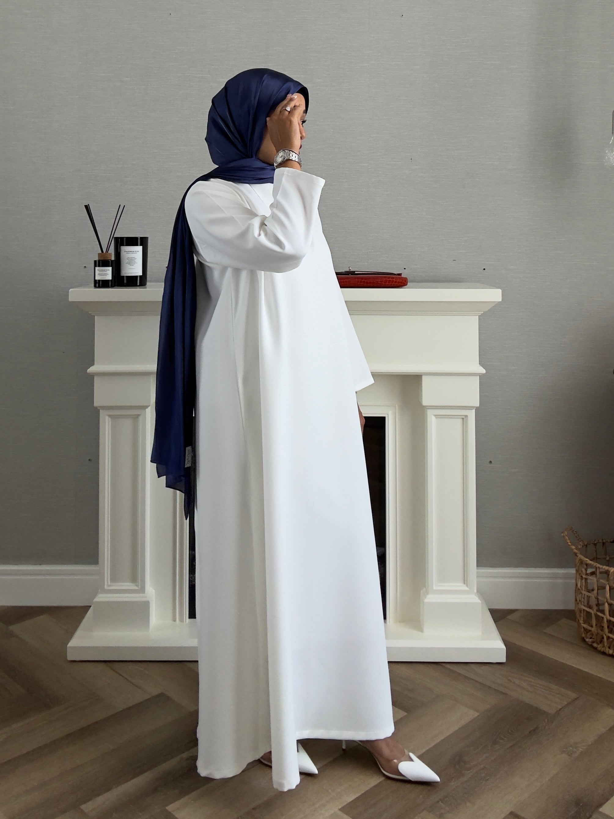 Bling Abaya - 3 PCS with Dress and Scarf - Blue