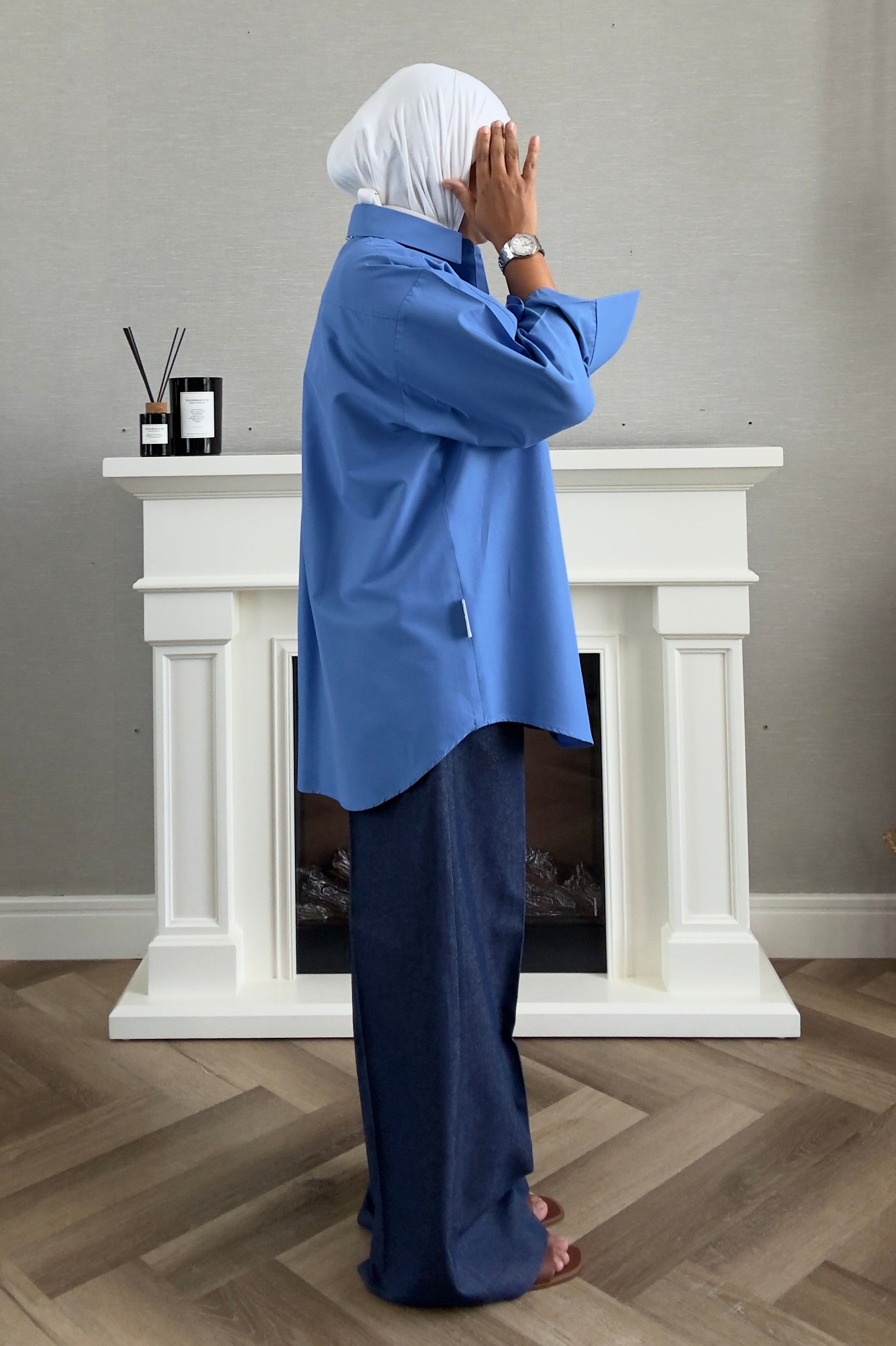 Oversized Poplin Shirt - Blue