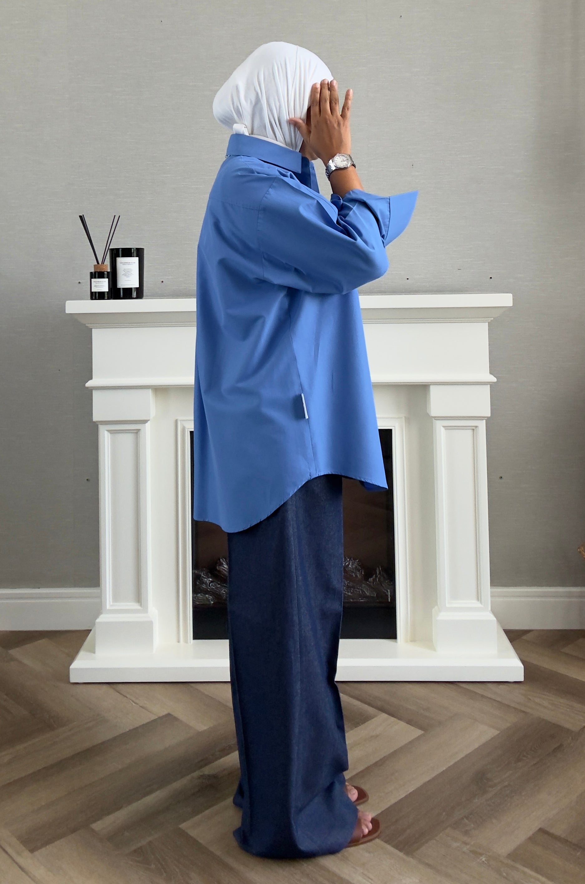 Oversized Poplin Shirt - Blue