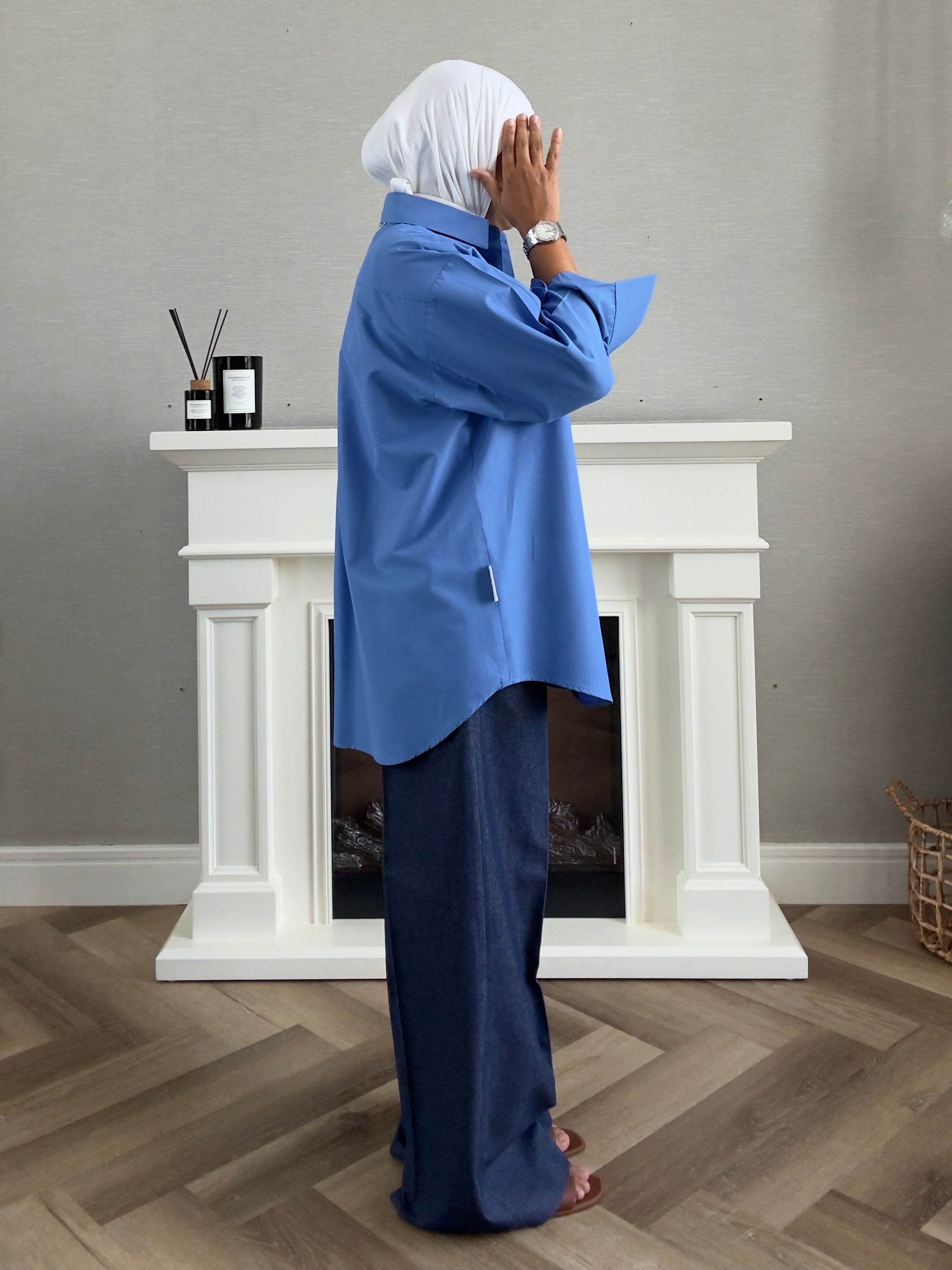 Oversized Poplin Shirt - Blue