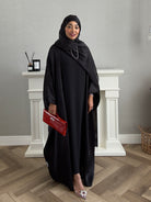 Stars Abaya - 3 PCS with Dress and Scarf - Black