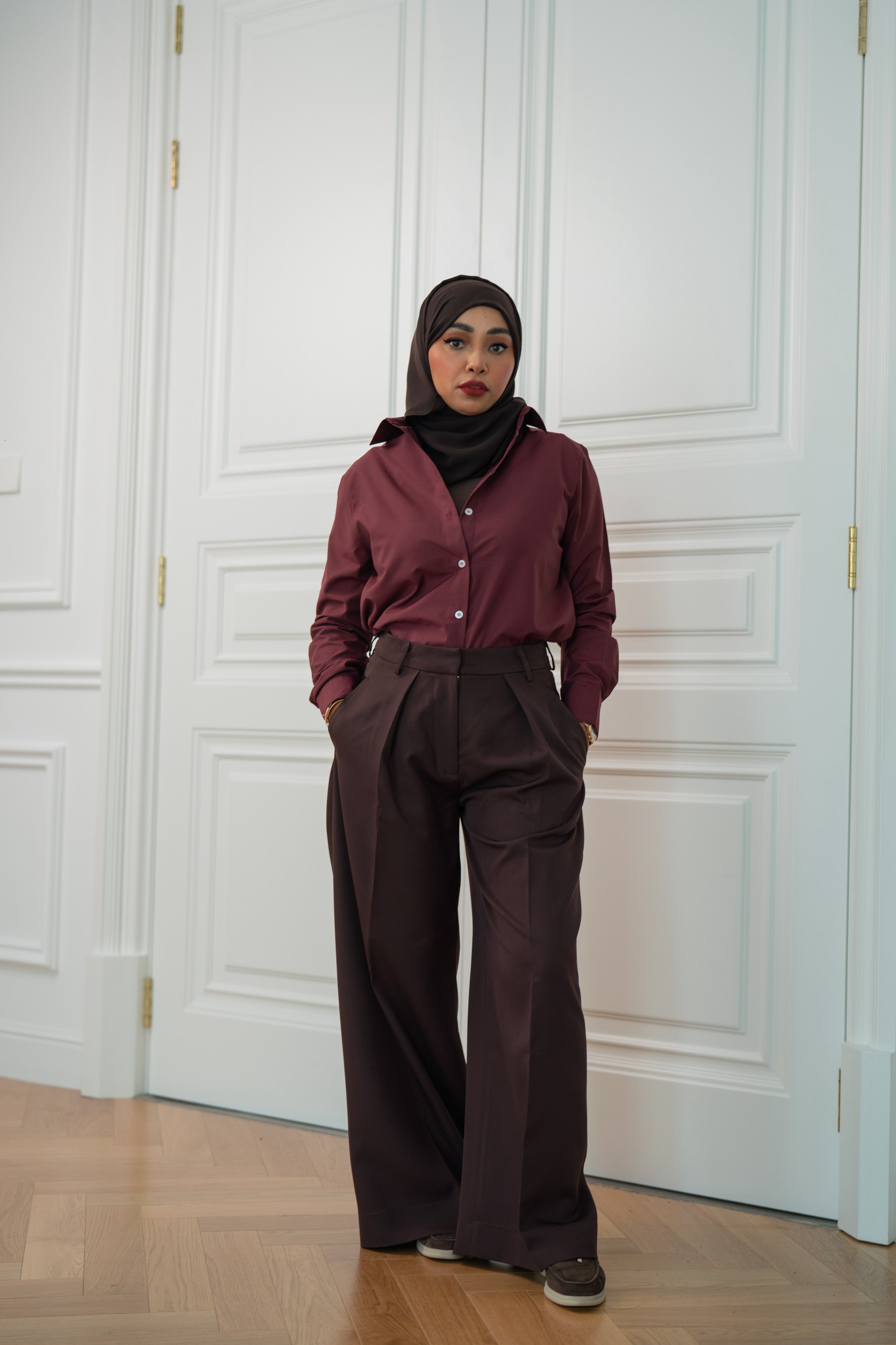 Double pleats trousers - Dark Brown