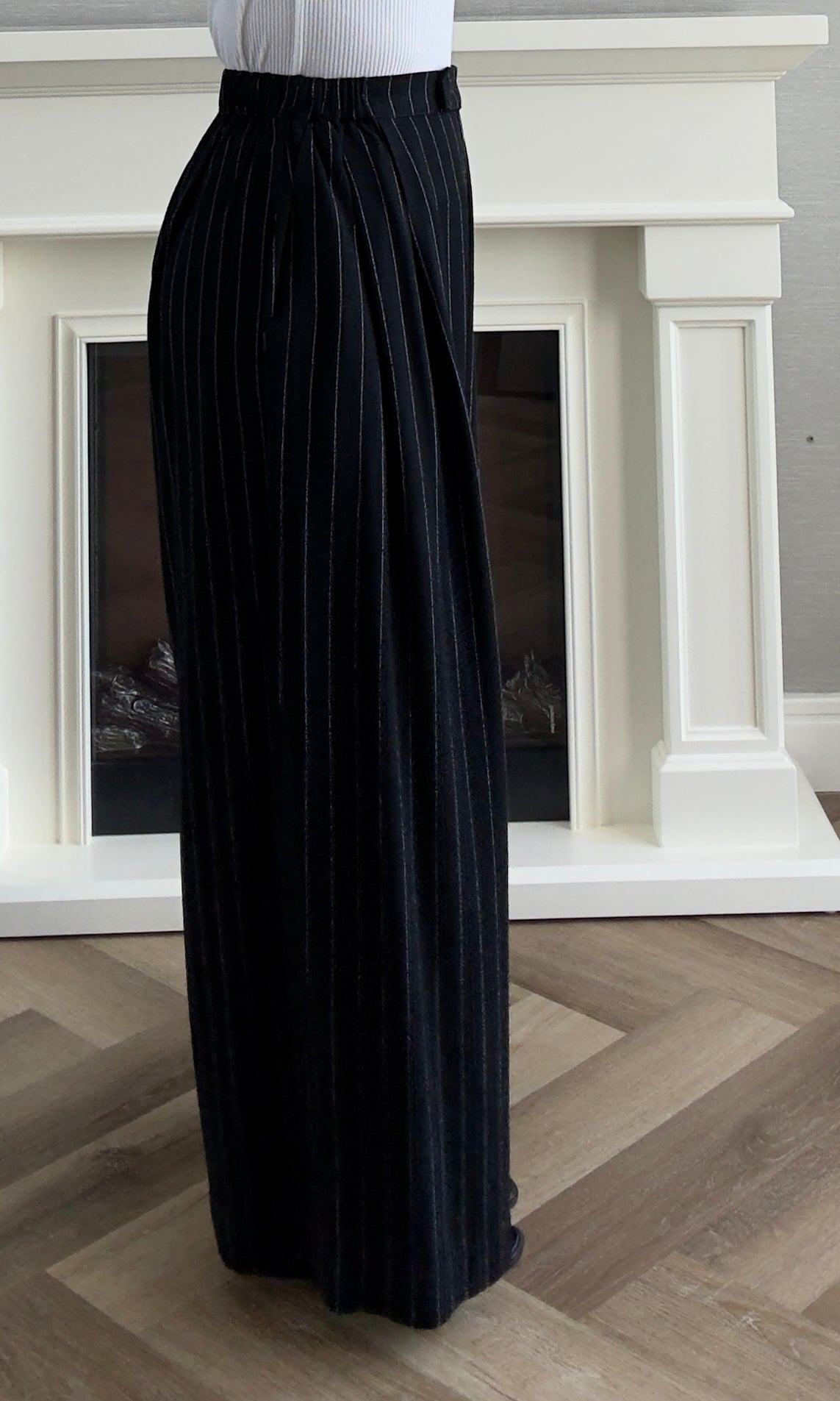 Linen Stripes Pants - Black