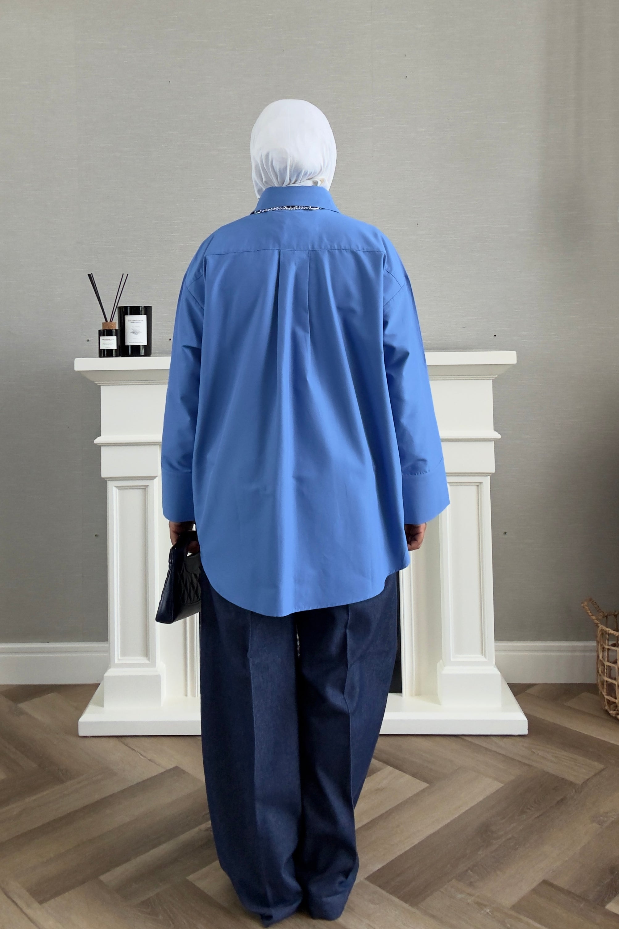 Oversized Poplin Shirt - Blue