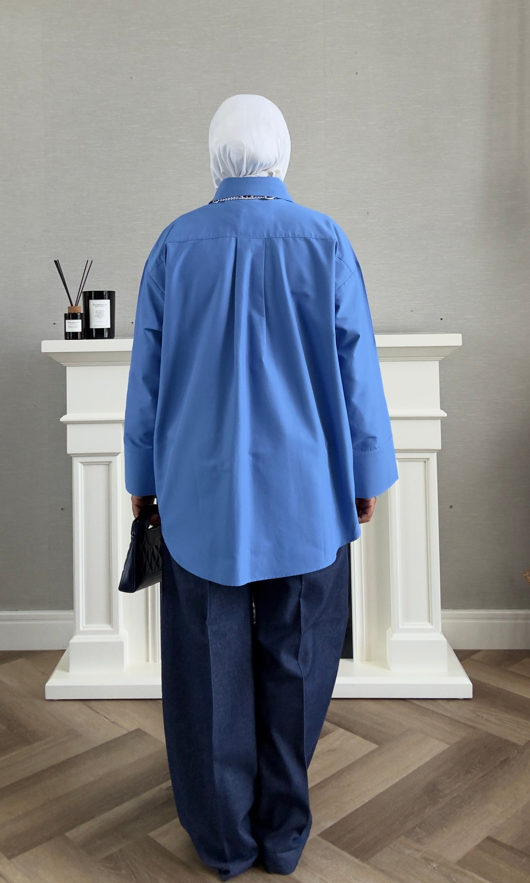 Oversized Poplin Shirt - Blue