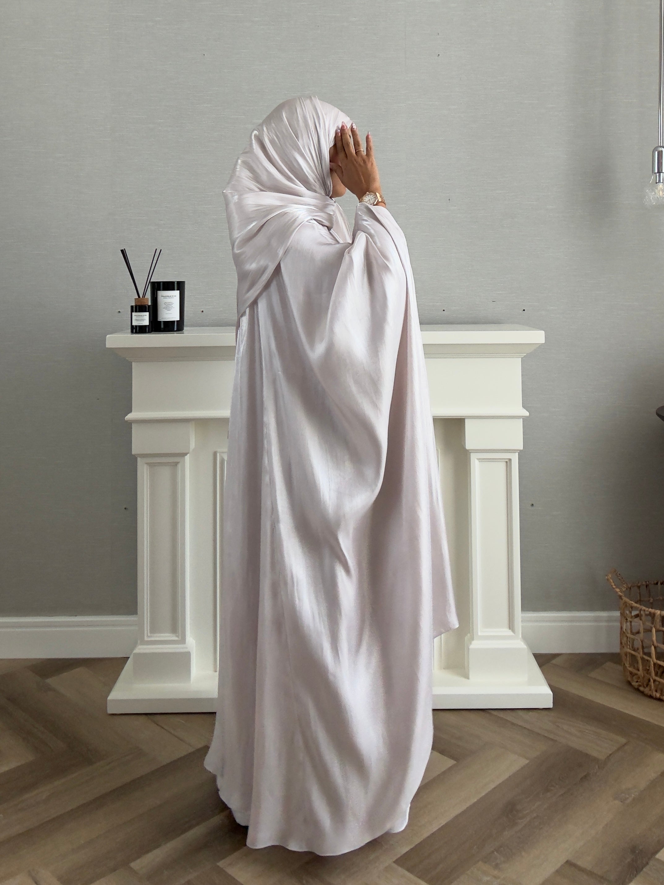 Bling Abaya - 3 PCS with Scarf and Dress - Ivory