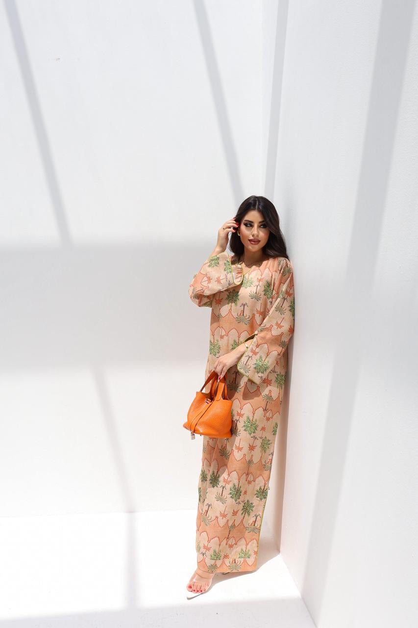 L27 Brown Embroidery Jalabiya