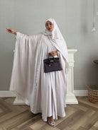 Bling Abaya - 3 PCS with Scarf and Dress - Ivory