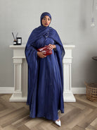 Bling Abaya - 3 PCS with Dress and Scarf - Blue