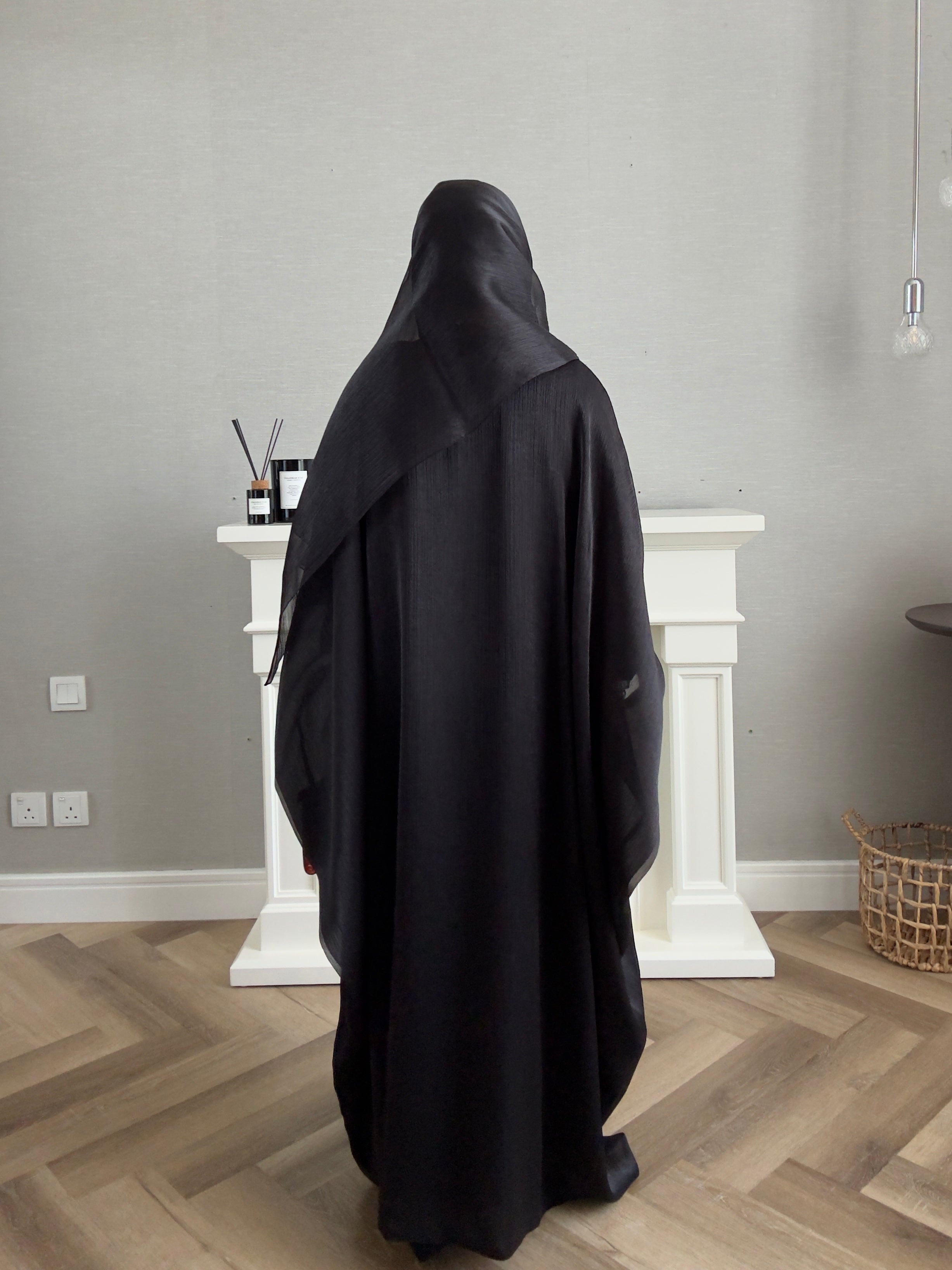 Stars Abaya - 3 PCS with Dress and Scarf - Black