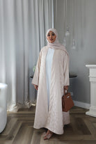 Mahra Abaya With Scarf - Beige Flower Embroidery