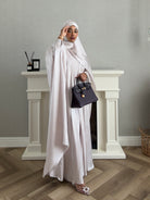Bling Abaya - 3 PCS with Scarf and Dress - Ivory