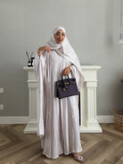 Bling Abaya - 3 PCS with Scarf and Dress - Ivory
