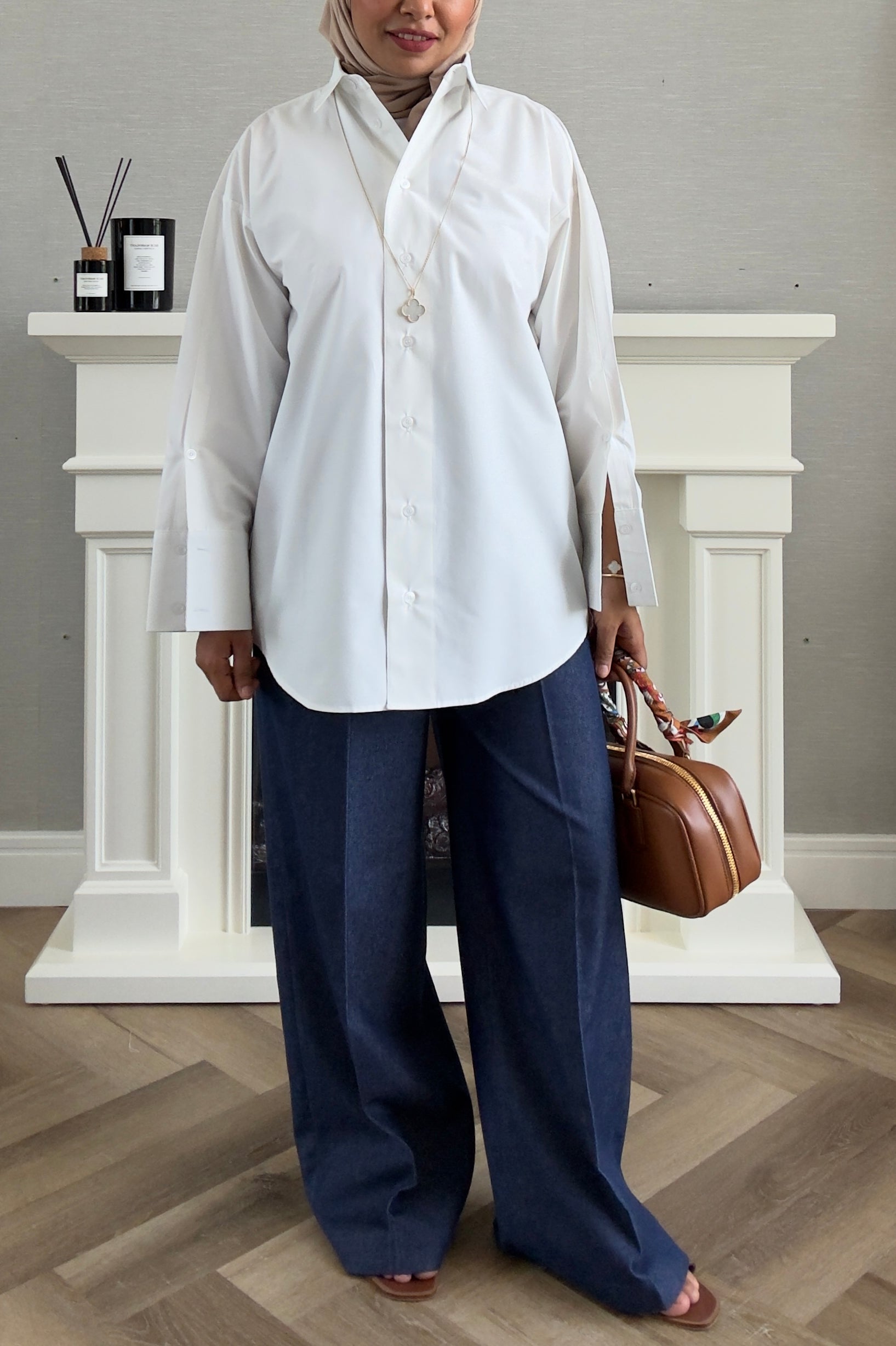 Oversized Poplin Shirt - White