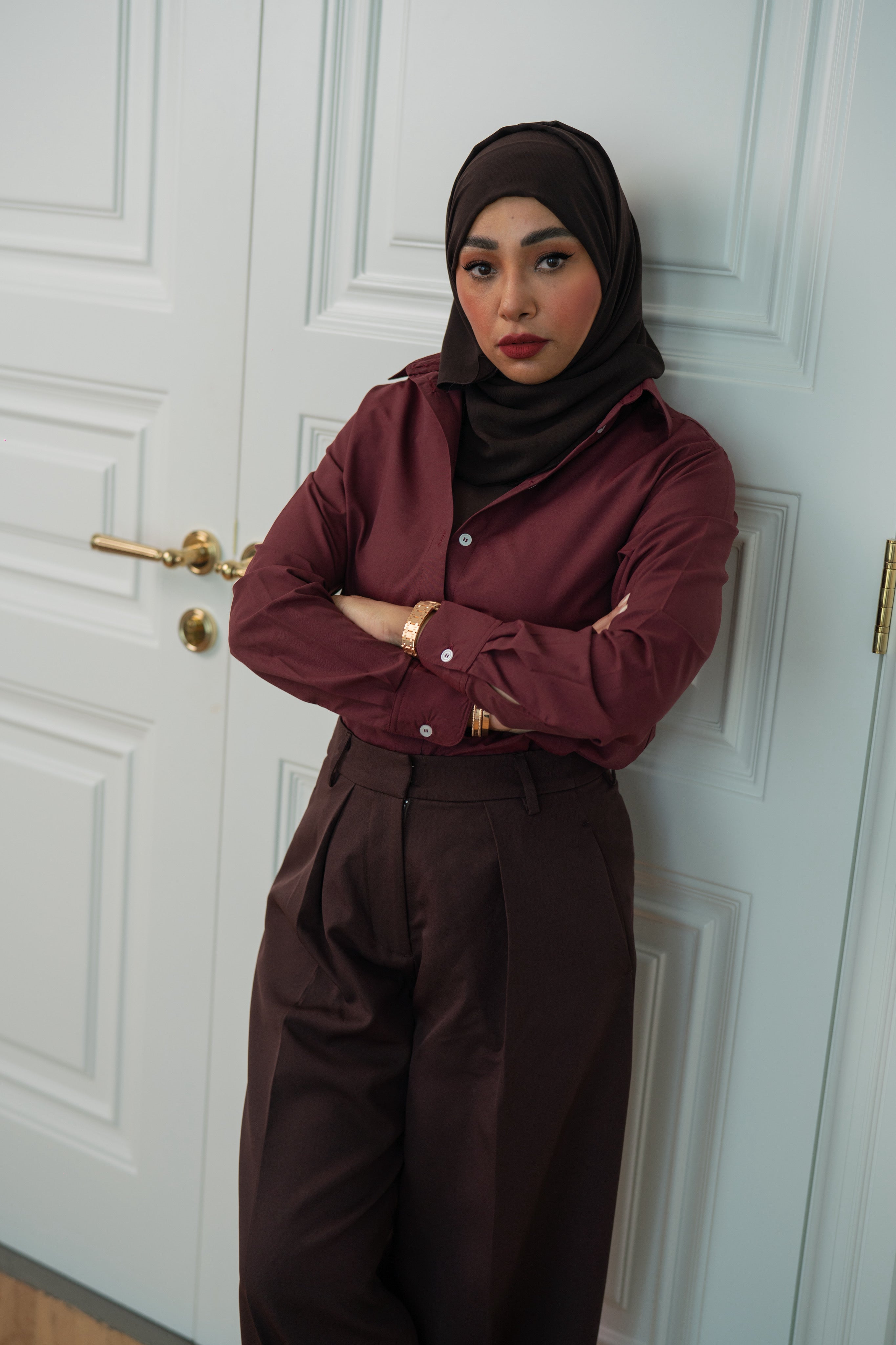 Double pleats trousers - Dark Brown