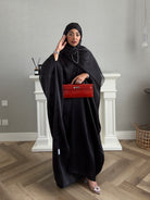 Stars Abaya - 3 PCS with Dress and Scarf - Black