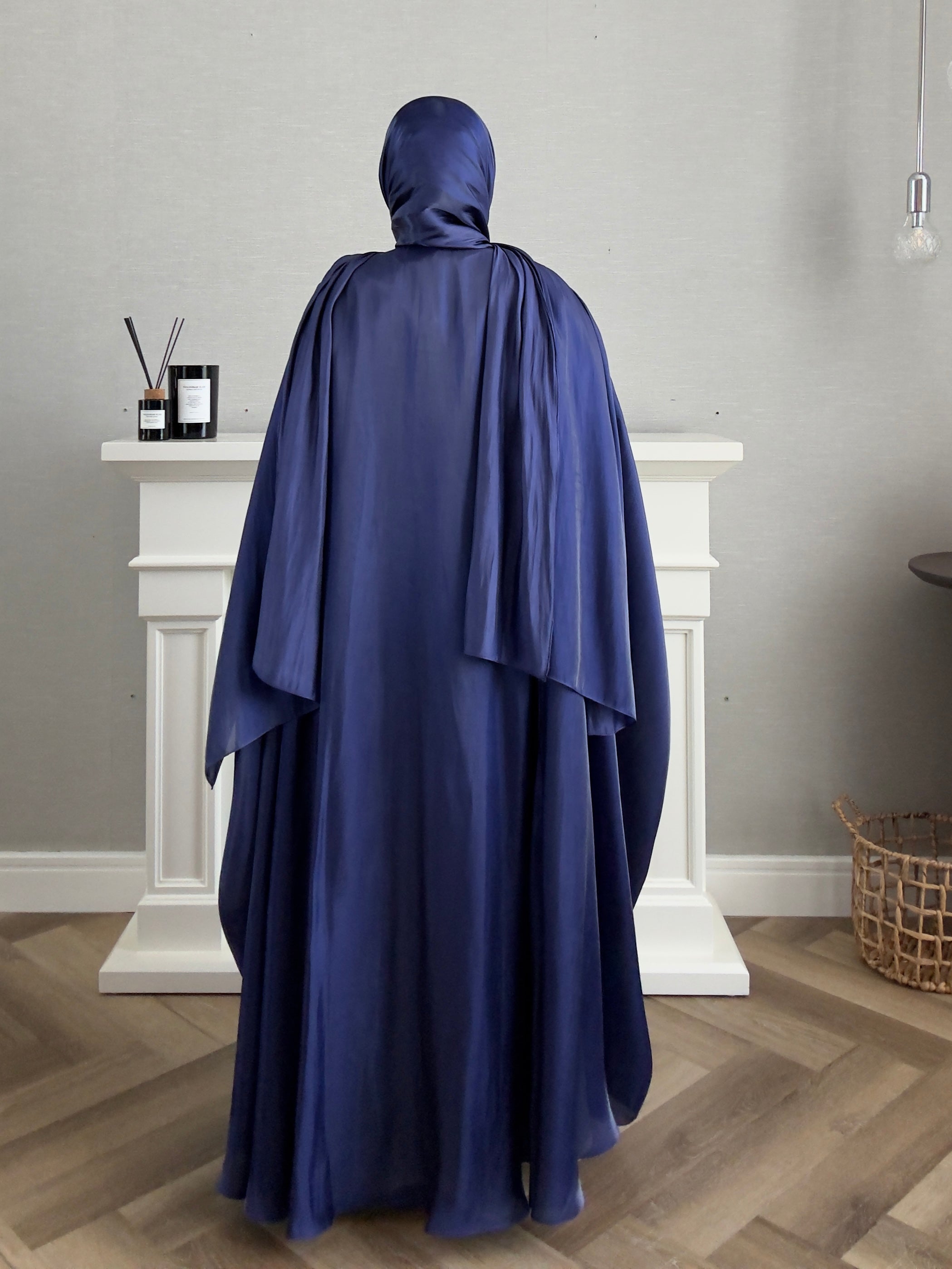 Bling Abaya - 3 PCS with Dress and Scarf - Blue