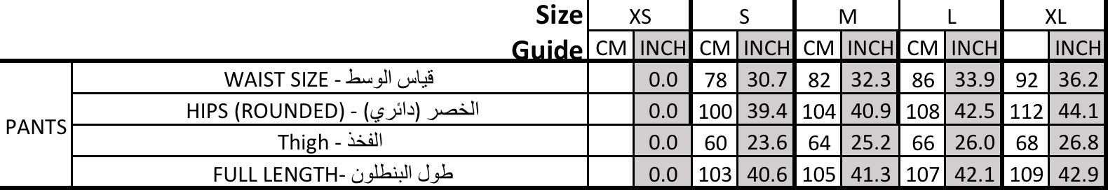 Size chart for Linen Stripes Pants - Black