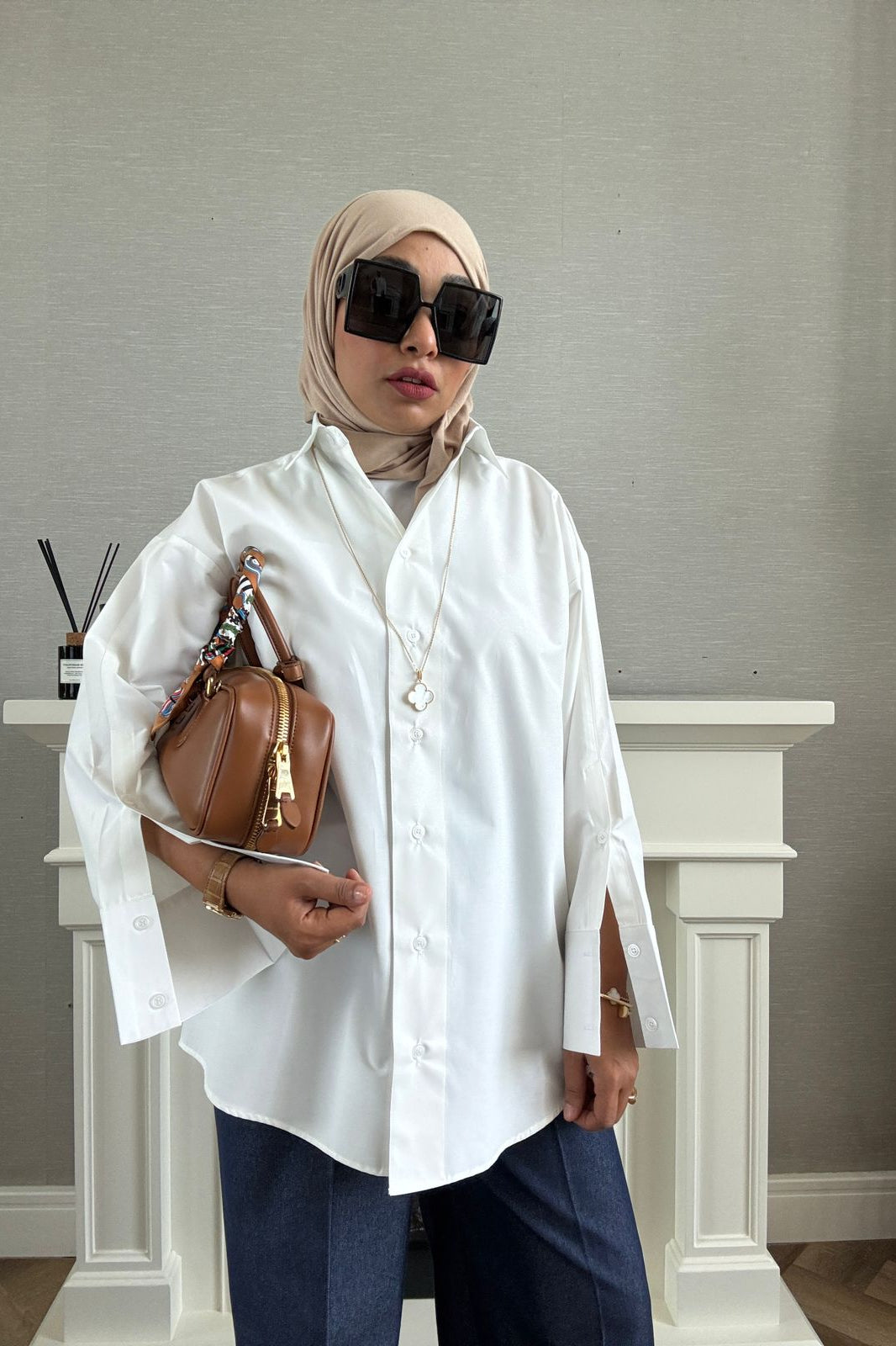 Oversized Poplin Shirt - White