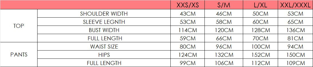 Size chart for Resort Suit - Dark Beige