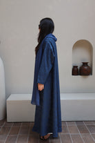 Mahra Abaya With Scarf - Blue Flower Embroidery