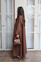 Waves Abaya With Scarf - Brown
