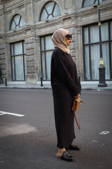 Knit Maxi Skirt - Black