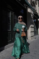 Silk Maxi Skirt - Royal Green