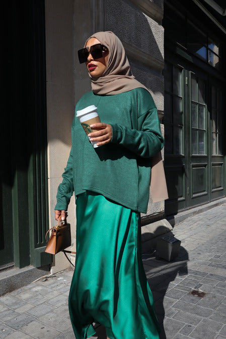 Silk Maxi Skirt - Royal Green