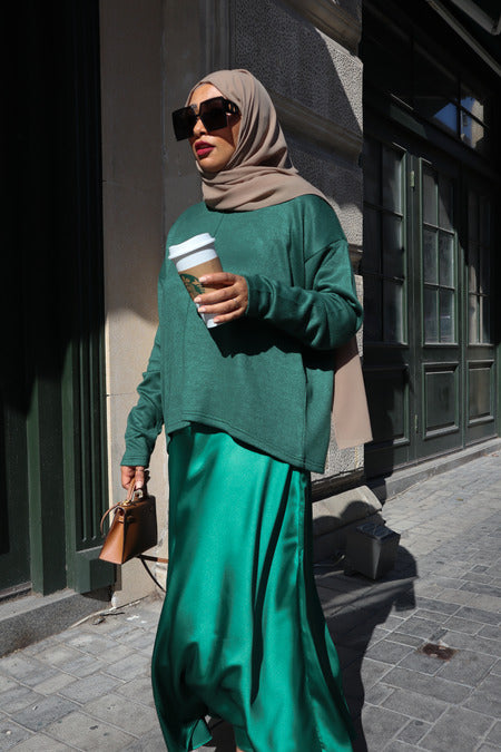 Silk Maxi Skirt - Royal Green