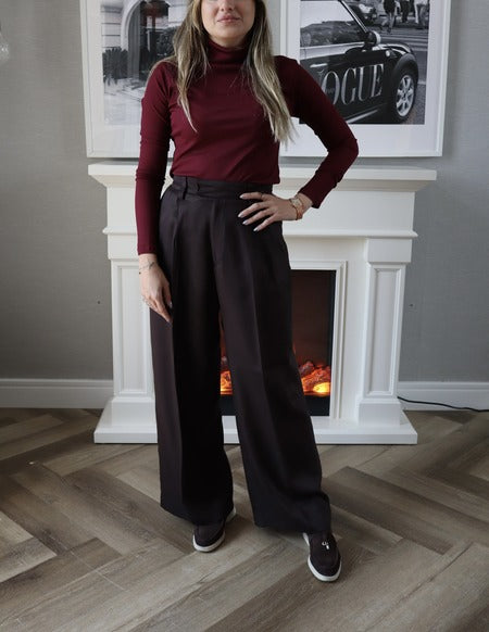 Long Sleeves Basic Top - Maroon