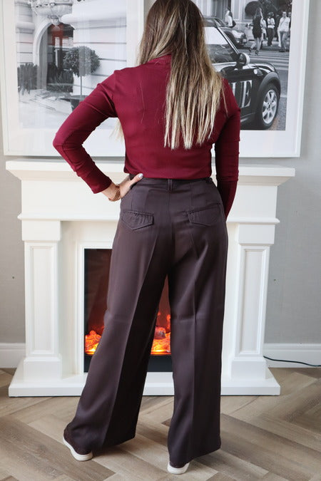 Long Sleeves Basic Top - Maroon