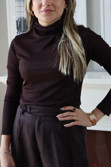 Long Sleeves Basic Top - Brown