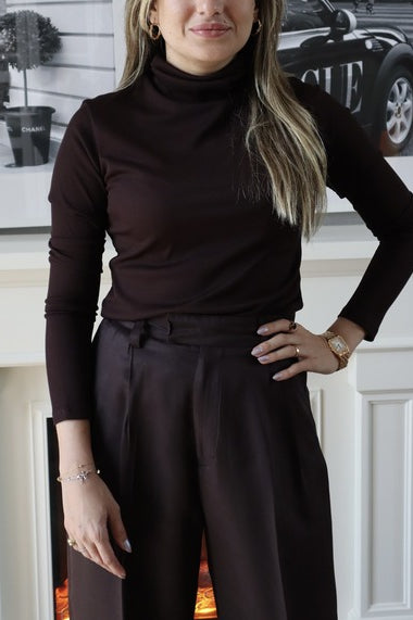 Long Sleeves Basic Top - Brown