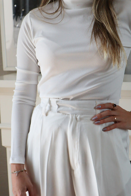 Long Sleeves Basic Top - White