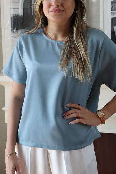 Basic Silk Top - Sky Blue