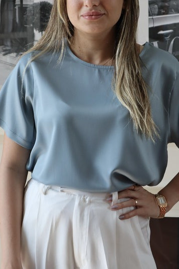 Basic Silk Top - Sky Blue