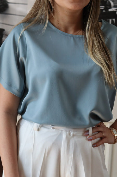 Basic Silk Top - Sky Blue
