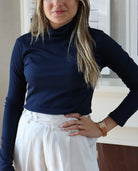 Long Sleeves Basic Top - Navy Blue