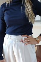 Long Sleeves Basic Top - Navy Blue
