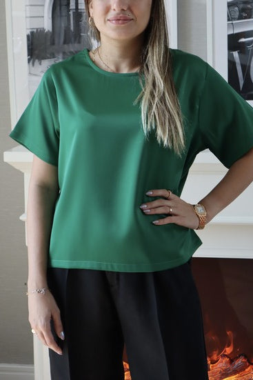 Basic Silk Top - Royal Green