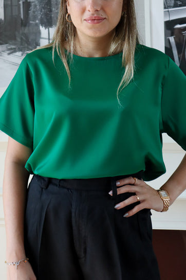 Basic Silk Top - Royal Green