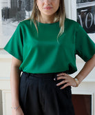 Basic Silk Top - Royal Green