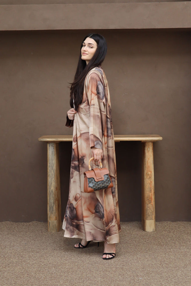 Hessa Abaya With Scarf - Brown