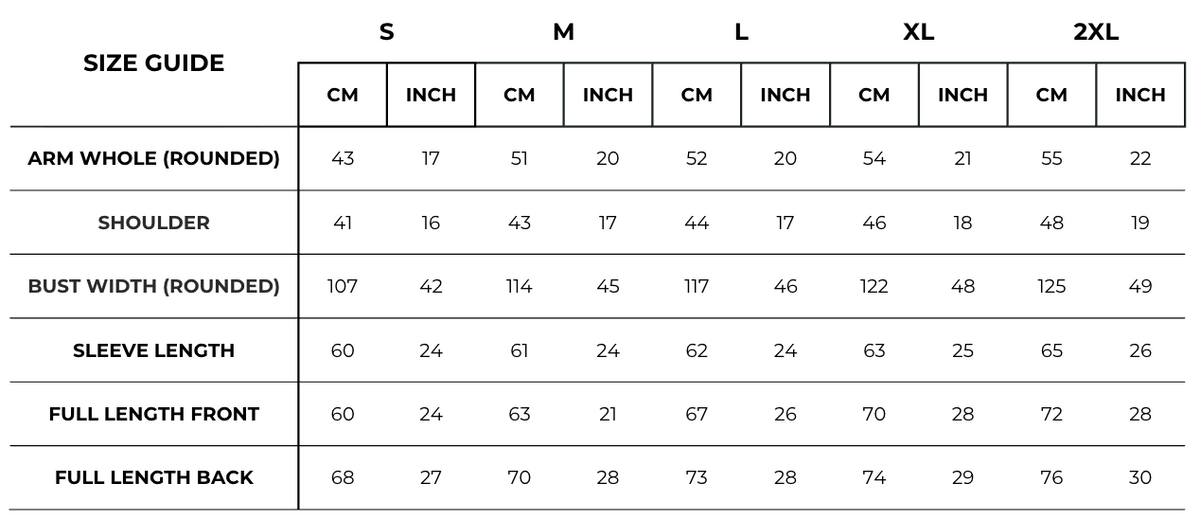 English Size Guide