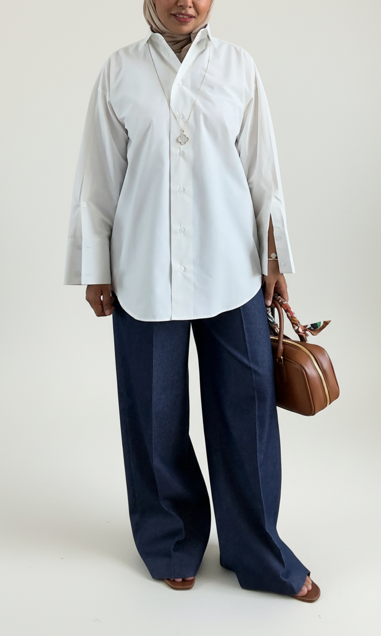 Oversized Poplin Shirt - White