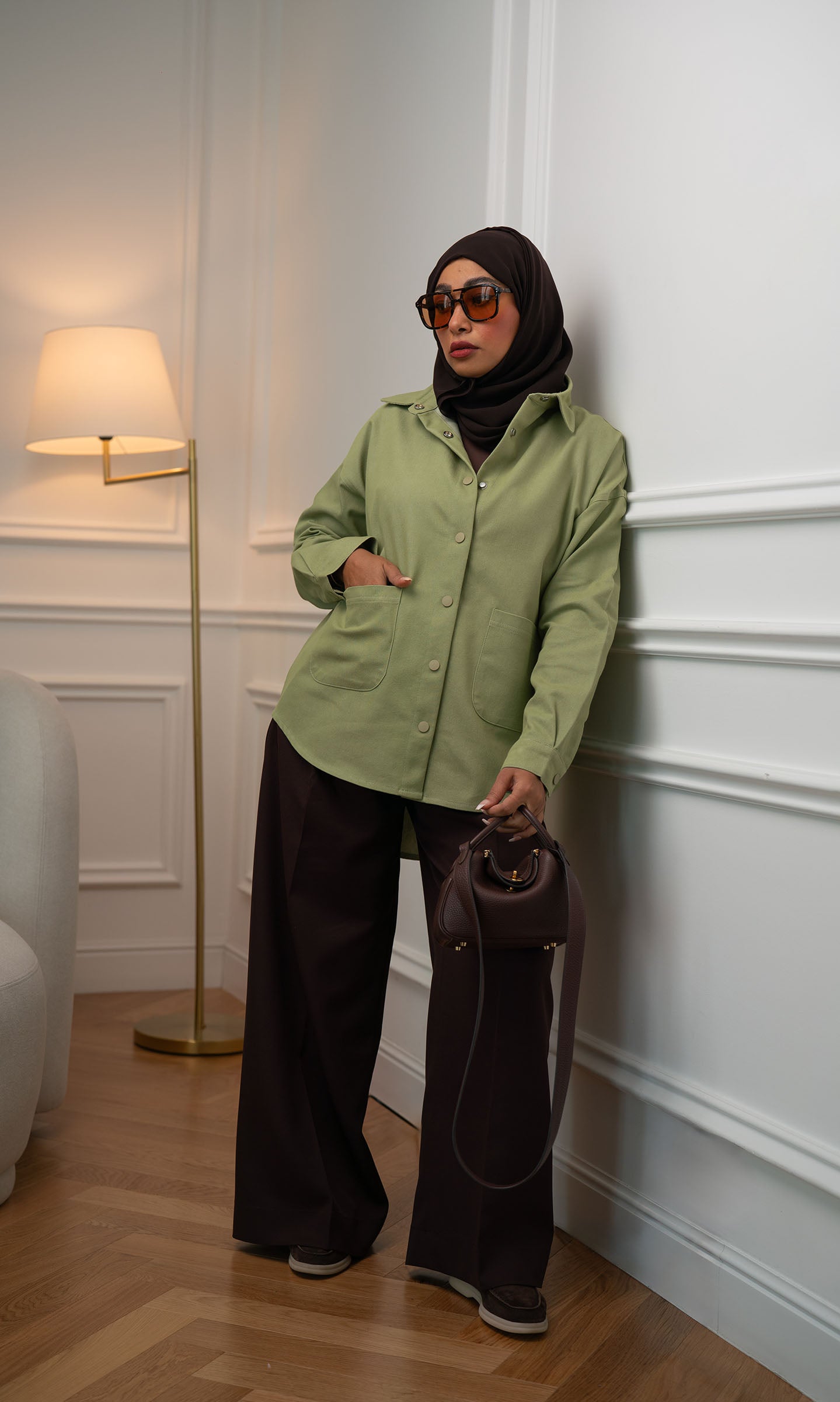 Sage Green Denim Shirt Jacket